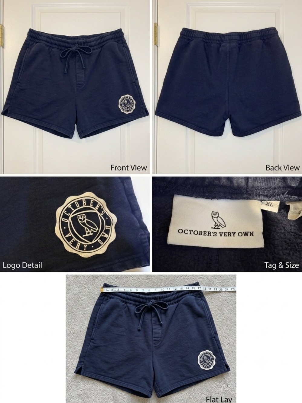 Drake - October's Very Own Navy Logo Shorts  - Preloved